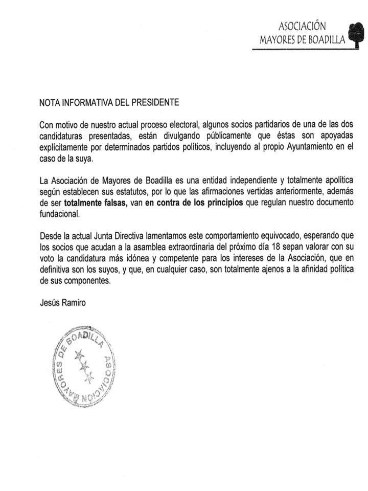 NOTA INFORMATIVA DEL PRESIDENTE 13/10/2022